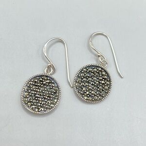 Vintage Boma Sterling Silver Marcasite Disc Earrings